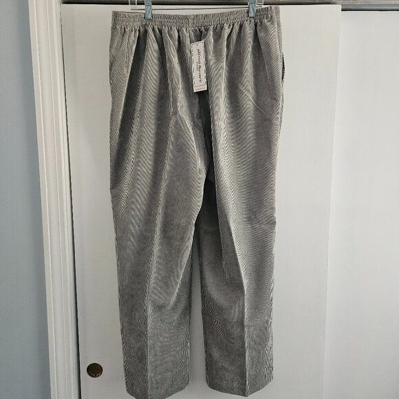 Alfred Dunner Corduroy Elastic Waist Proportioned Grey 18W Stretch Pants - Picture 2 of 7